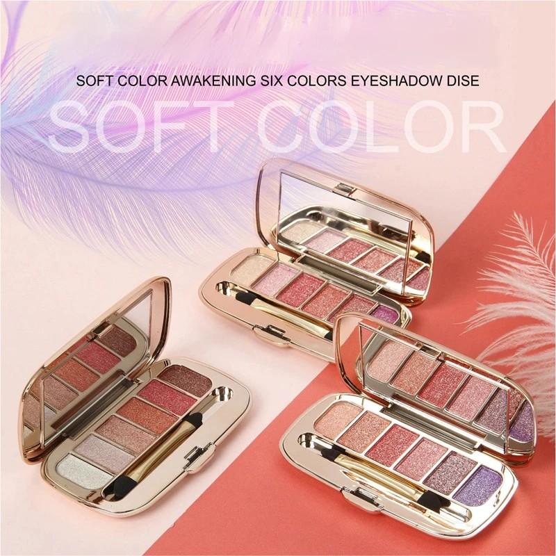 Bear 6-Color Round Glitter Eyeshadow Palette, Multicolor Eye Shadow, Perfect for Daily Use and Party Makeup, Versatile and Stylish