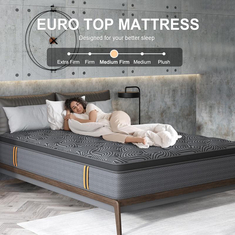 9 /12/14 Inch Gel Memory Foam Mattress Twin Full Queen King Bed Hybrid Spring Mattress  In A Box ，Medium Firm for Motion Isolation, Edge Support