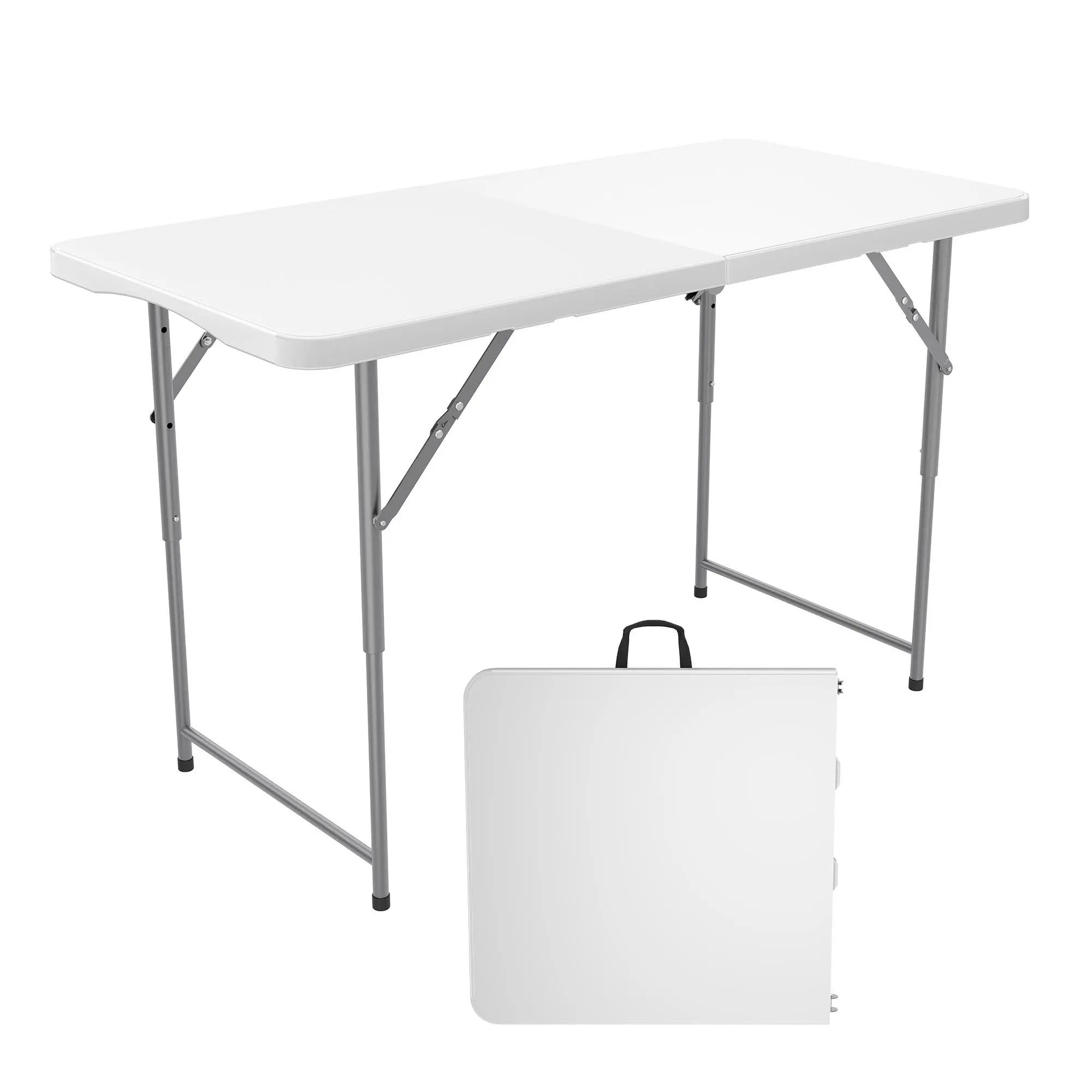 Gaomon Fold Up Collapsible Square Table - HDPE Top, Pre-Assembled, Waterproof, Portable Adjustable Height Outdoor Indoor Table with Carrying Handle