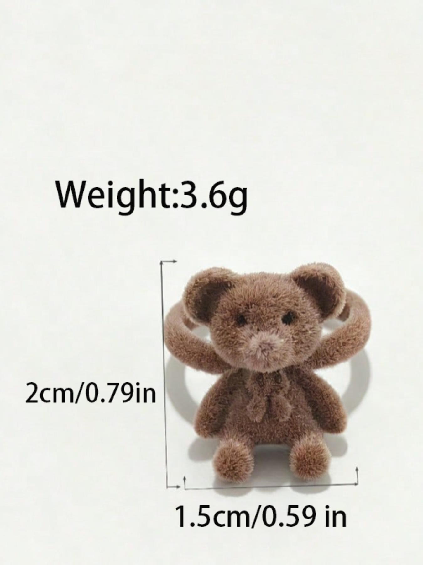 Cartoon Plush Bear Ring for Women, Adjustable Open Band, Cute Animal Pattern, Perfect Gift for Friends and Girlfriends, All Seasons