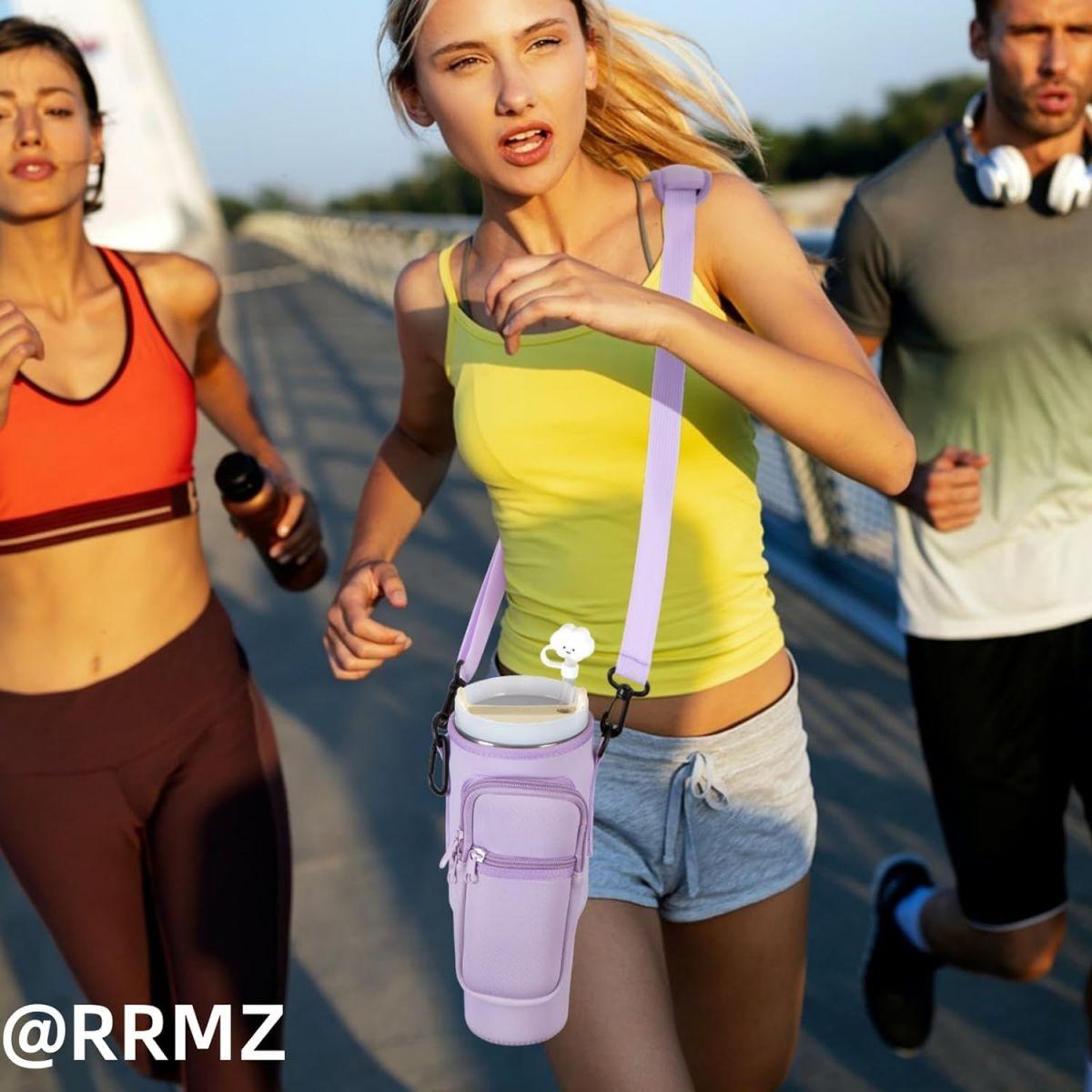 Water Bottle Carrier Bag with Phone Pocket for Stanley Cup 40 Oz, Adjustable Strap, Portable Drinkware Accessory