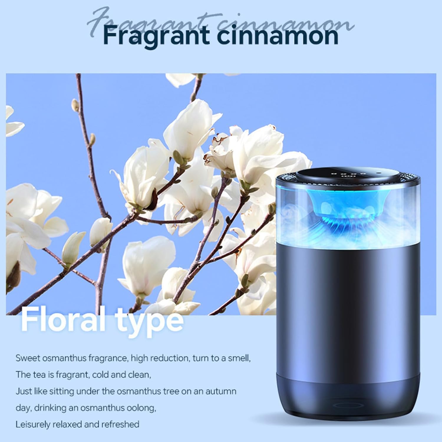 Smart Waterfall Inspiration Car Air Freshener Electric Diffuser, Rechargeable Automatic Switch Car Essential Oil Diffuser Air Freshener, Ultrasonic Nebulizer, 4 Modes, Car Air Diffuser