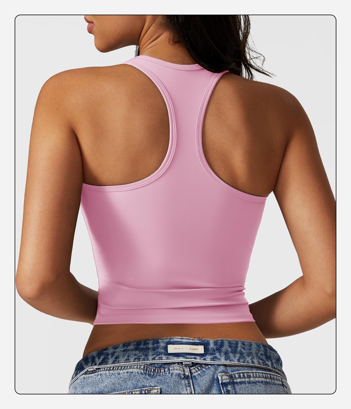 MFVIM Women's Sports Tops Casual Work Vest Basic Tank Top 2025 Summer Camisole Tank Slim Sleeveless Top Skinny Womenswear Sakura Pink Workout Activewear Gymclothes workout tops gym shirts sporty