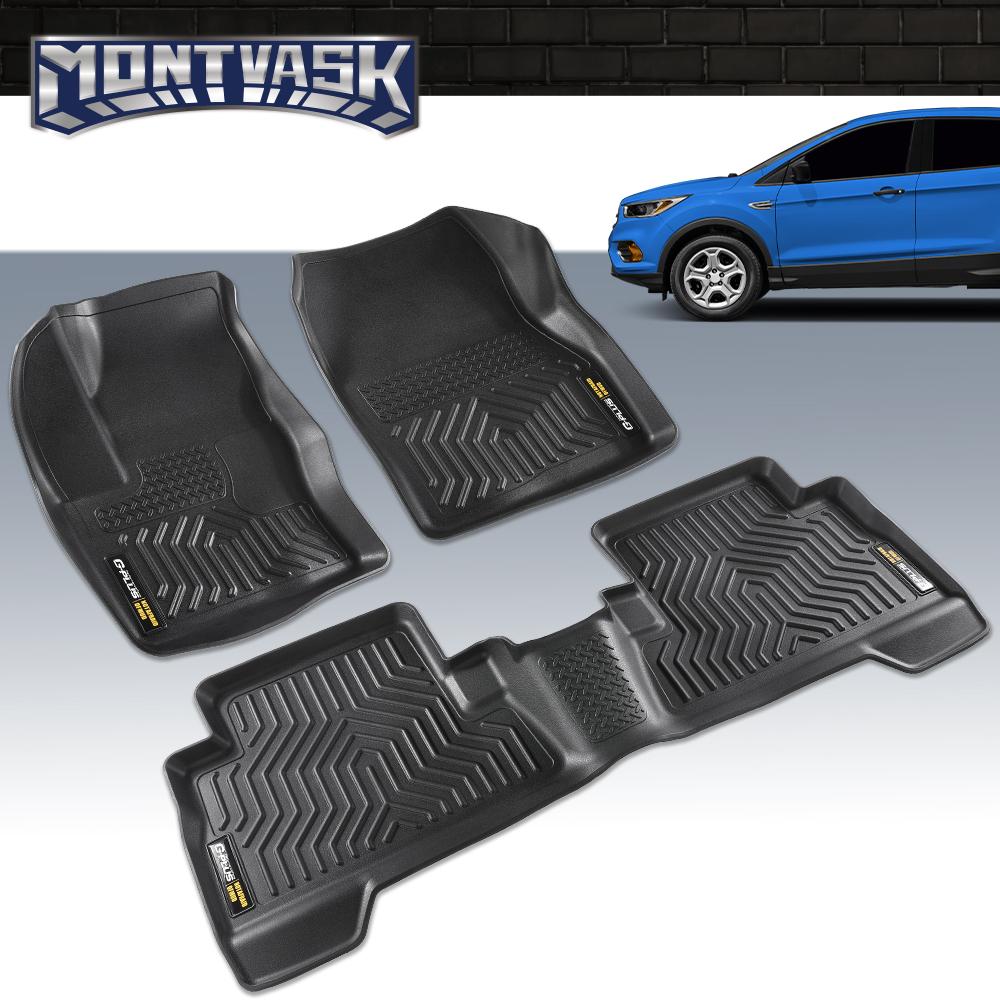 CROSSDESIGN TPE Car Floor Mats Waterpoof Fit For 2013-2019 Ford Escape 13-18 Ford C-Max All Weather TPE LinersFord C - Max, Front & 2nd Row Liner Black, 3 pc