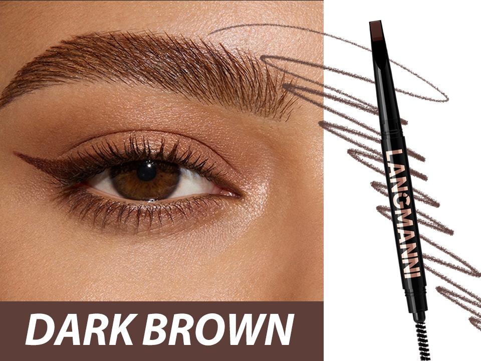 Dual-Ended Retractable Eyebrow Pencil, Ultra-Fine Blade Tip Eyebrow Definer with Spoolie Brush, Waterproof Smudge-Proof Brow Pencil for Natural Microblading Effect, 4 Shades Available
