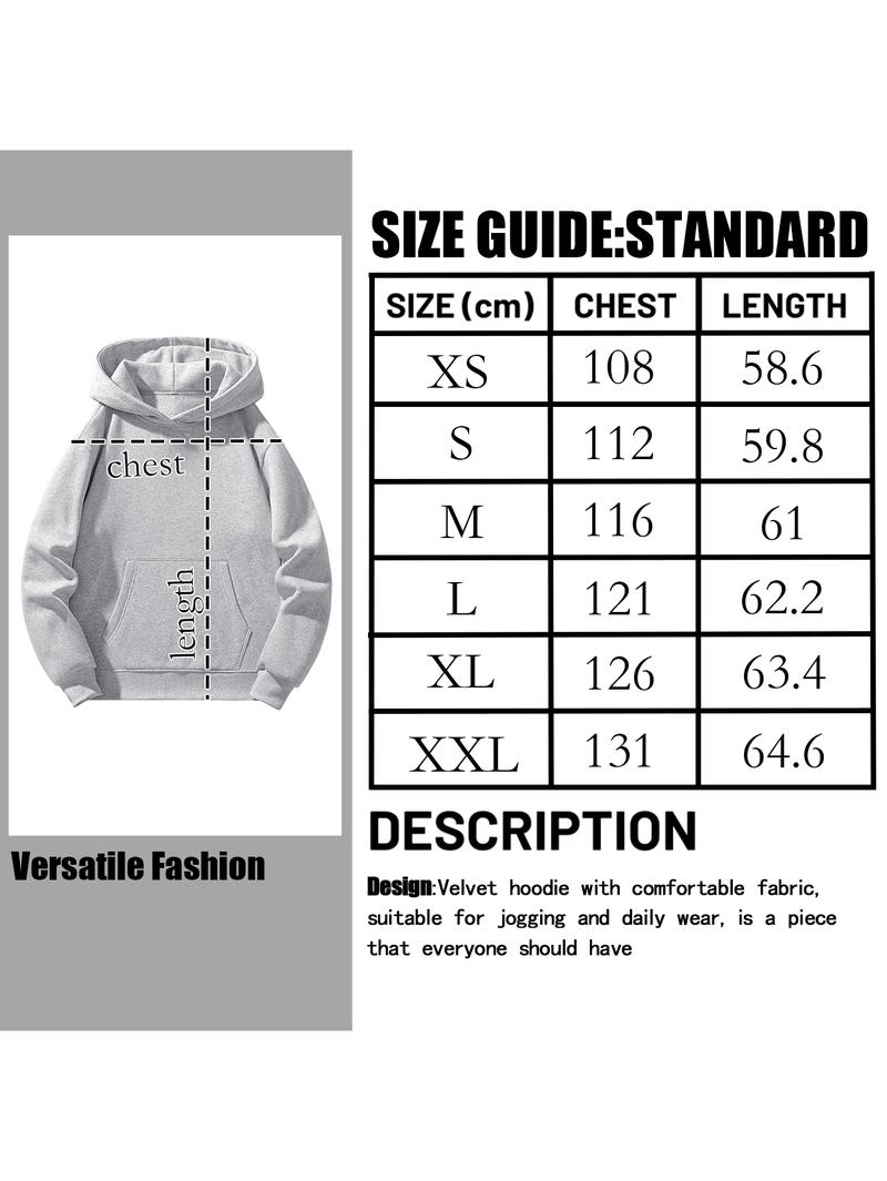Men's Solid Color Essential Hooded Sweatshirt, Autumn & Winter Regular Fit Casual Long Sleeved Hoodie, Men's Daily Wear Clothing