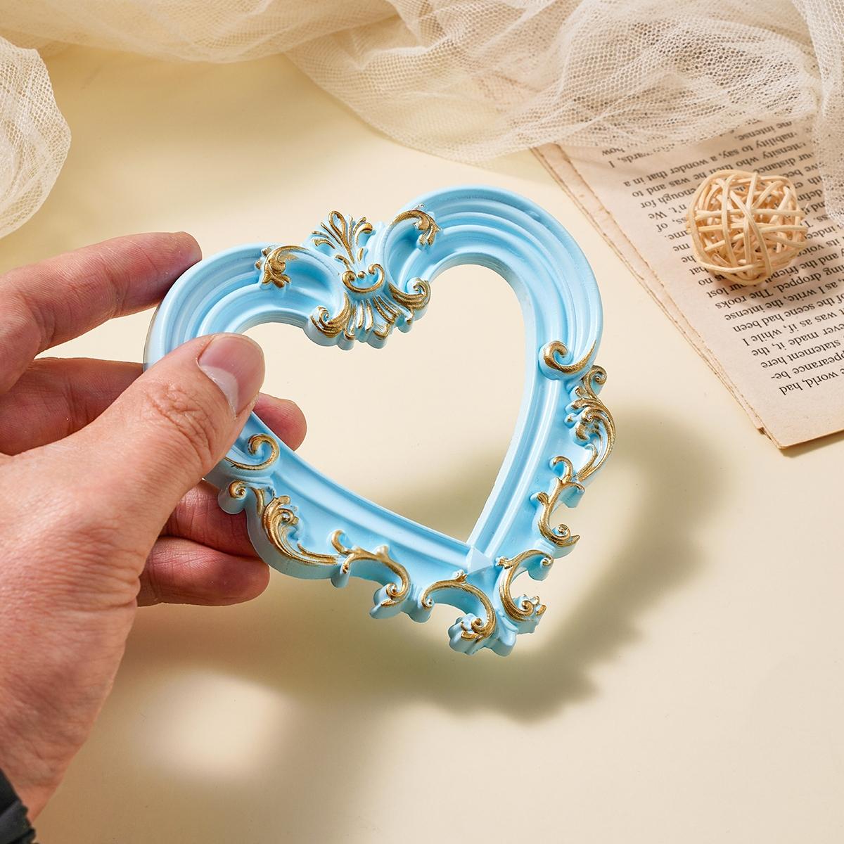 European Style Heart Frame Decor, Resin Hand-Painted DIY Decoration, Bathroom Ornament, Photography Prop, Party Scene Setter