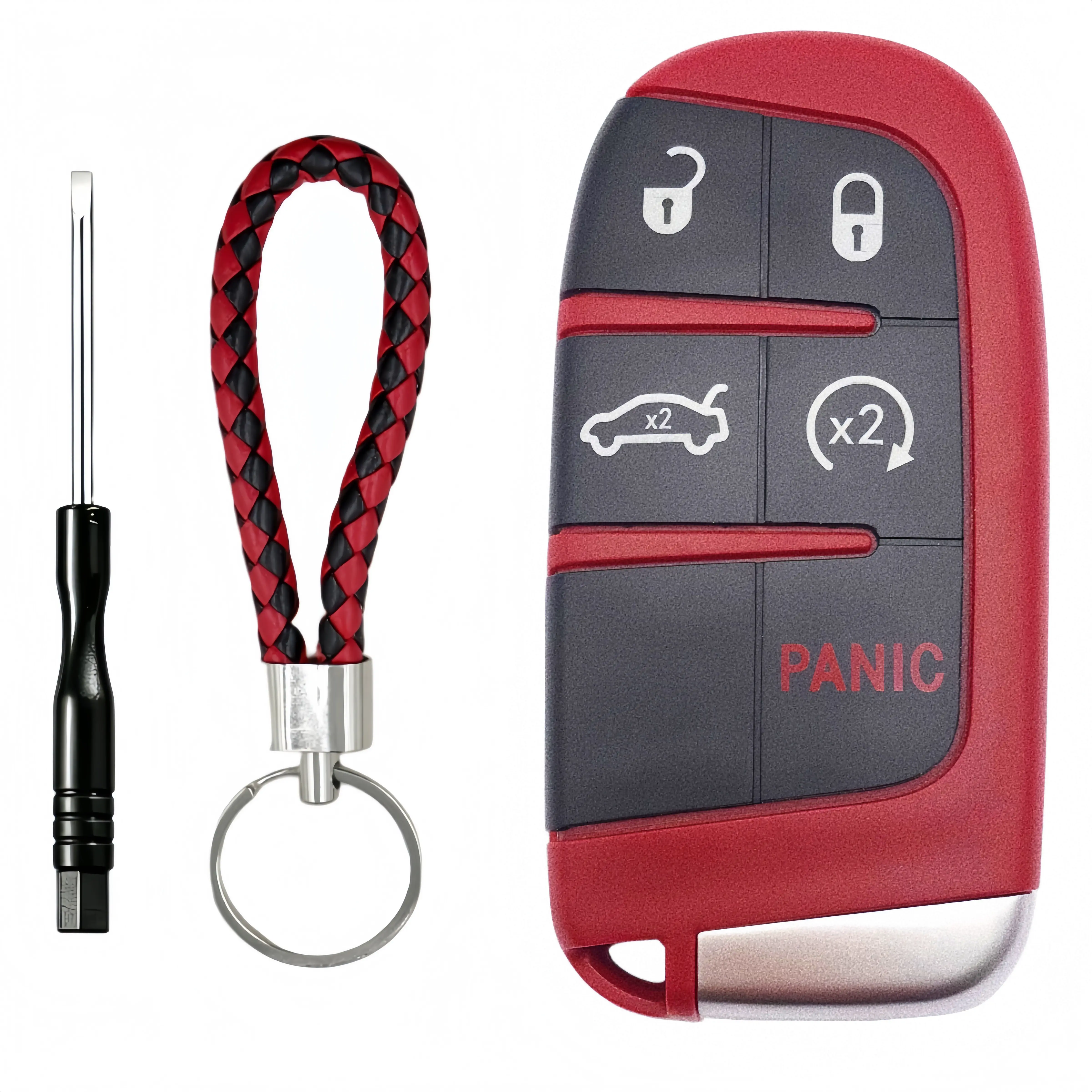 WOAOW 5-Button Key Fob Replacement Shell Case with Uncut Key Blade for Jeep Grand Cherokee Compass, Dodge Dart Durango Journey, Chrysler 300 2014-2020