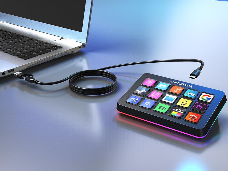 FIFINE D6 Gaming Stream Controller, Control Pad, AmpliGame Control Deck, with 15 Macro Keys, Streaming Keyboard with Trigger Actions in OBS/Twitch/YouTube, Shortcut Buttons Keypad Works with Mac and PC - AmpliGame D6 FIFINE D6 Gaming Stream Controller, Control Pad, AmpliGame Control Deck, with 15 Macro Keys, Streaming Keyboard with Trigger Actions in OBS/Twitch/YouTube, Shortcut Buttons Keypad Works with Mac and PC - AmpliGame D6