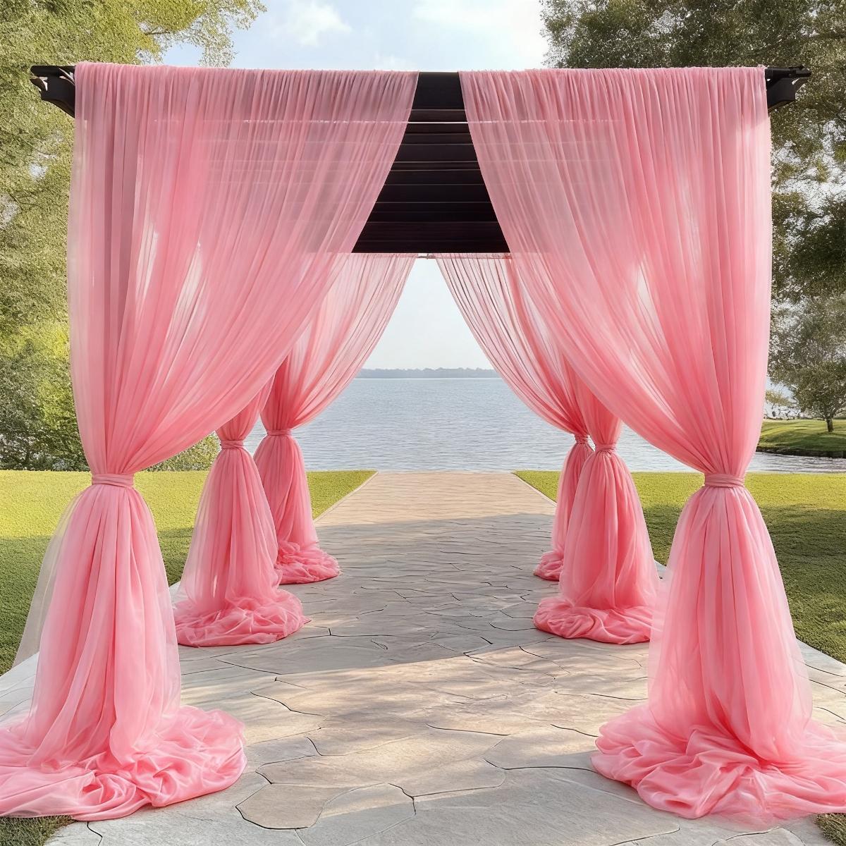 This romantic wedding tulle fabric is lightweight and flowy, creating a beautiful ambiance. Suitable for wedding arches, banquet venues, tent decorations, and can also be used for birthday parties, holidays, and ceiling hangings.
