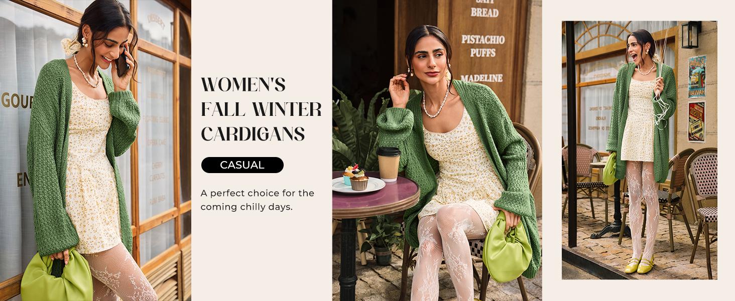 Goranbon Womens Long Sleeve Open Front Sweaters Plus Size Casual Kimono Lightweight Soft Knit Cardigan Outerwear