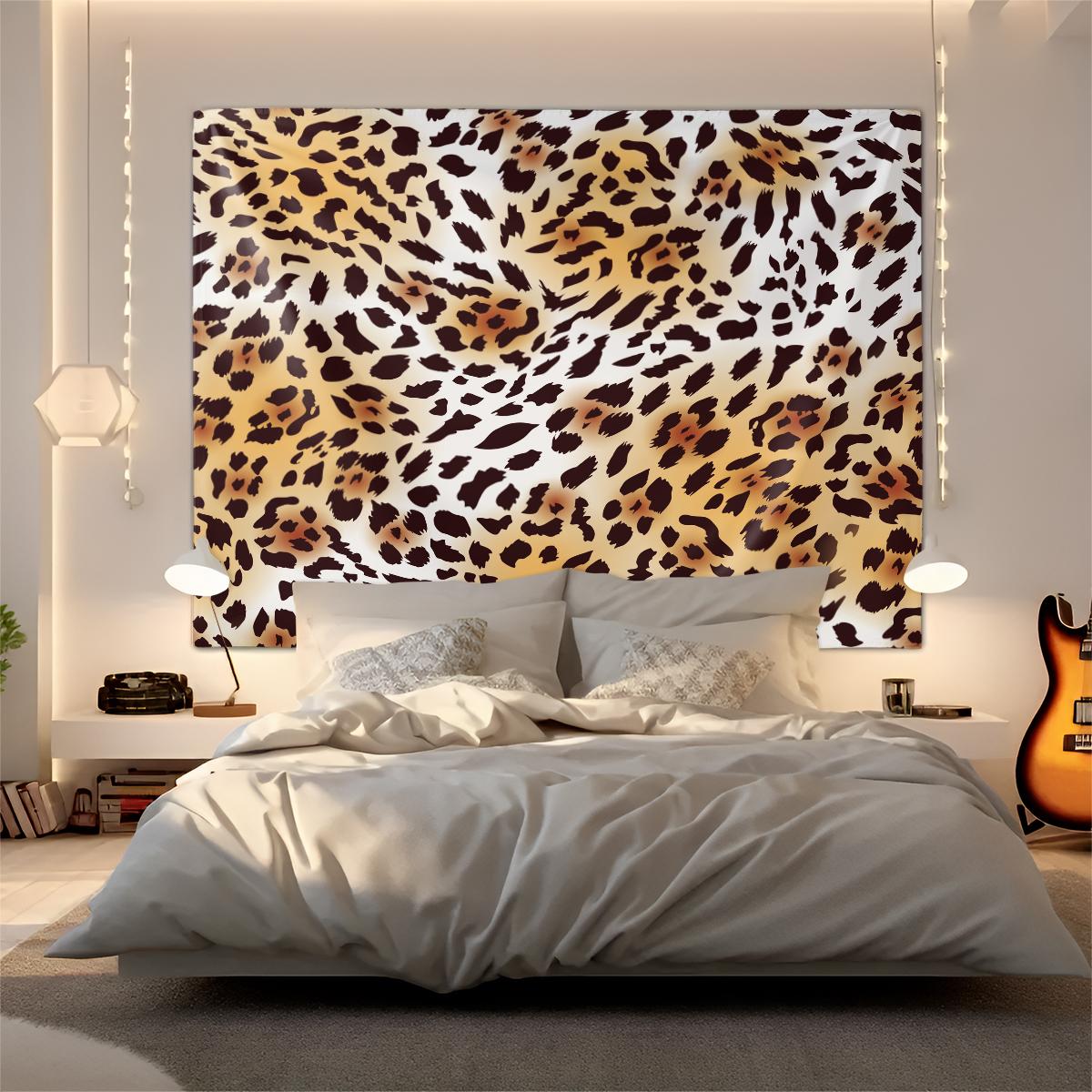 1Pcs Vintage Leopard Print Art Tapestry, Smooth Wrinkle Resistant Durable, Multi-Functional Wall Hanging Decor for Rental & Homestay