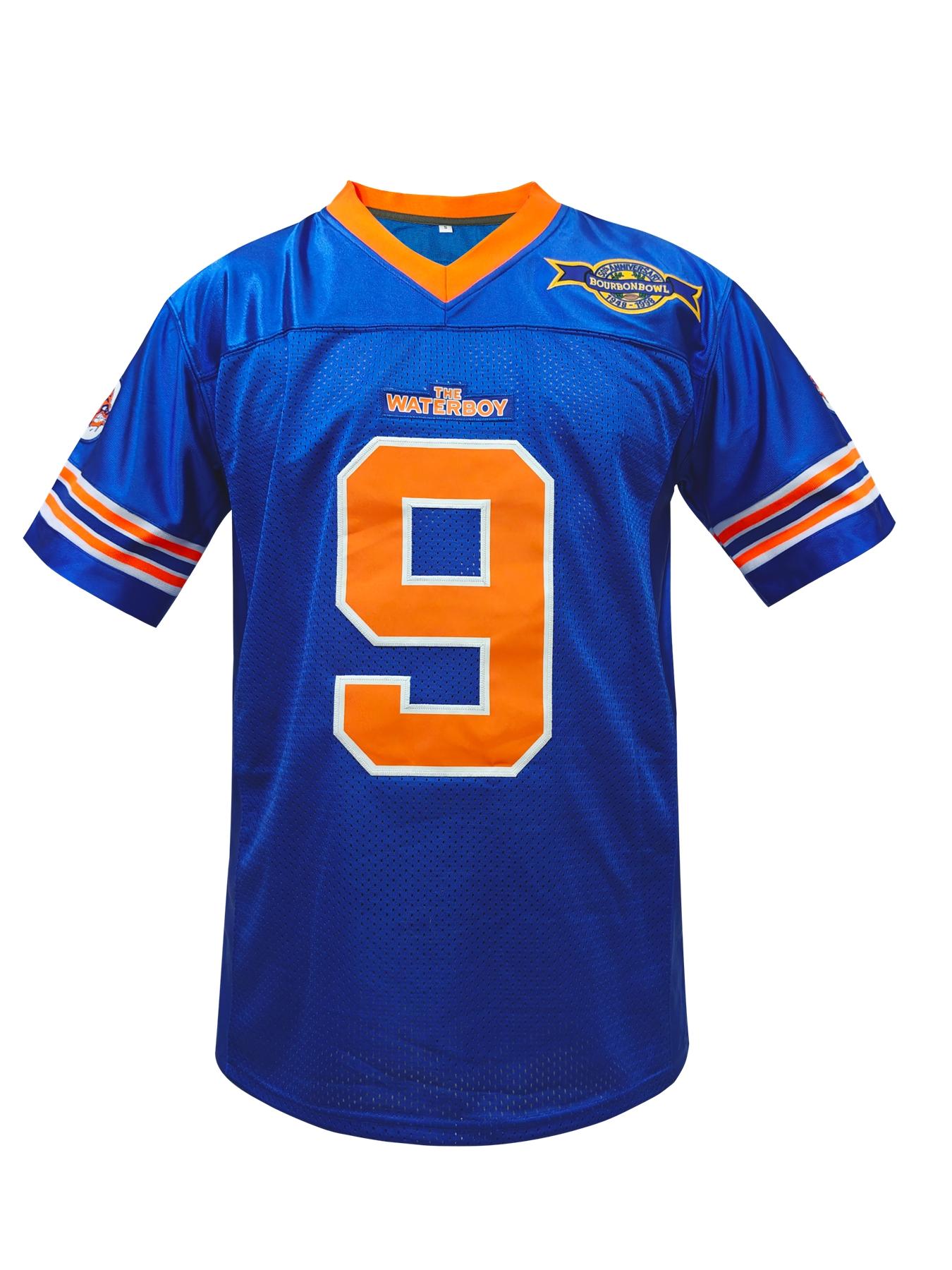 Bobby Boucher #9 The Water boy Adam Sandler Movie Mud Dogs Bourbon Bowl Football Jersey