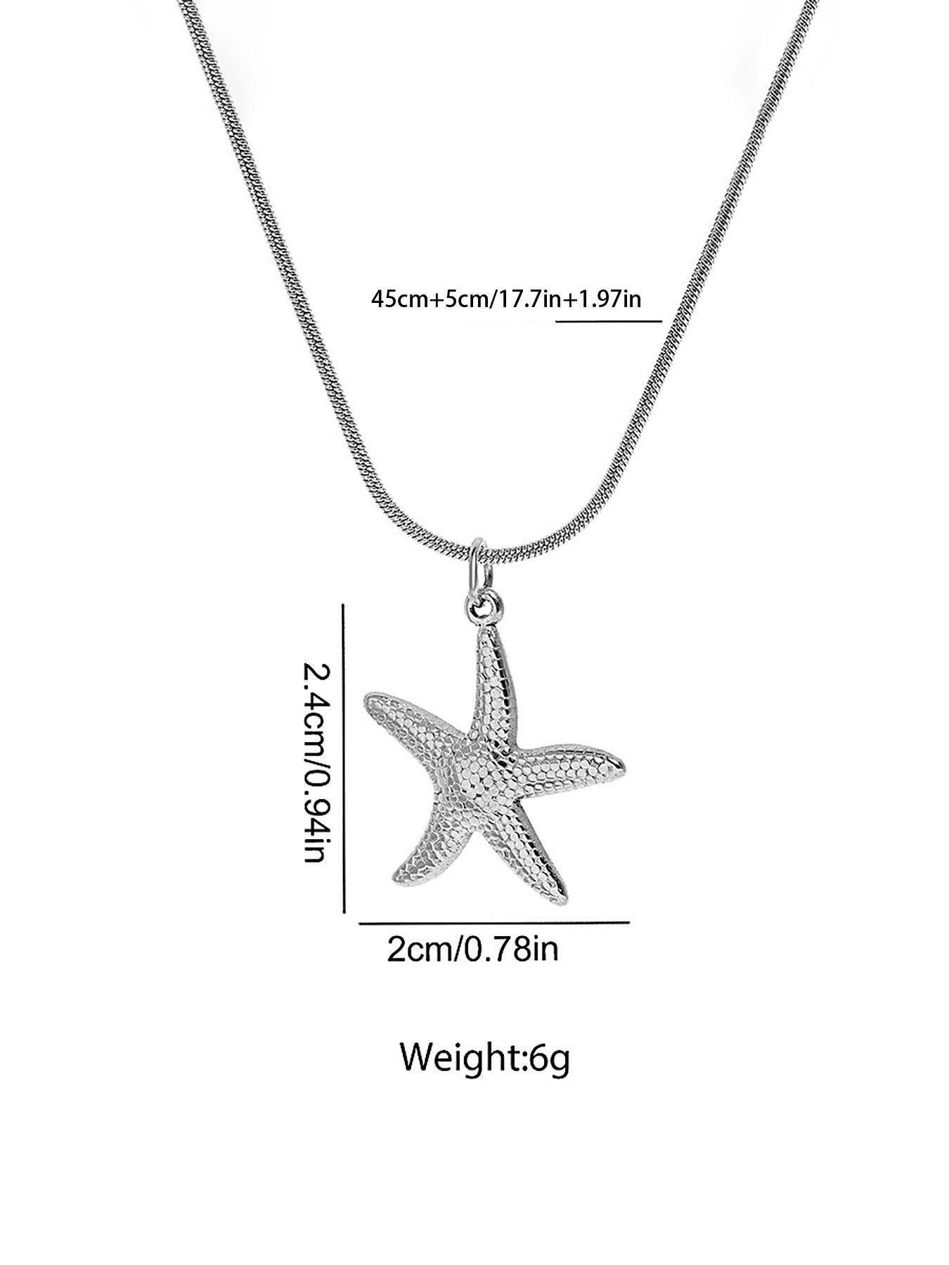 Ocean Theme Starfish Pendant Necklace for Women, Stainless Steel, Fashion Luxury Elegant Accessory, Beach Style Jewelry, Perfect Gift