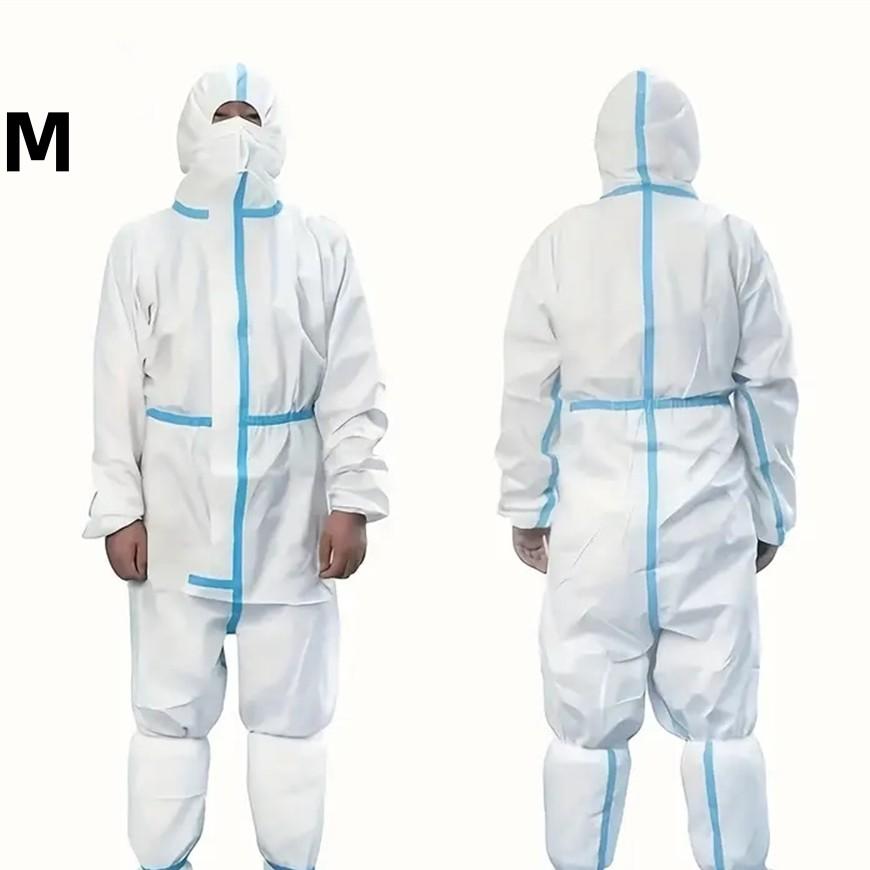Disposable Protective Suit with Hat, Elastic Cuffs, Waterproof Anti-Tear Waist and Ankle, 65g/m² Polypropylene, Ideal for Painting, Cleaning, Industrial Tasks