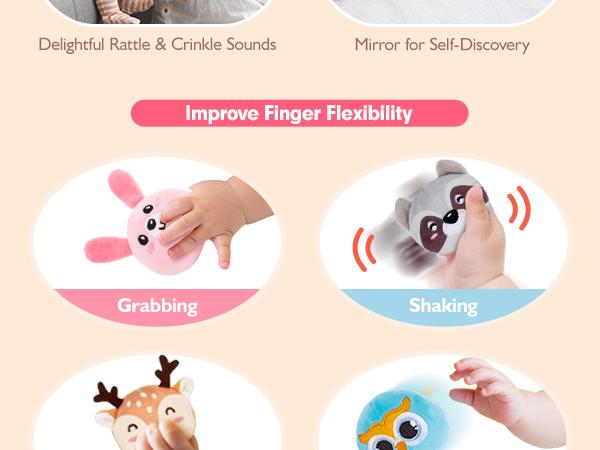 hahaland My First Mushroom House with Stuffed Jungle Animals, Rattle, Crinkle Paper, Mirror - Sensory Montessori Developmental Toys for Toddlers 1 Year Old Girl Gifts Stuffers Playpen Newborn Cute Baby Toy