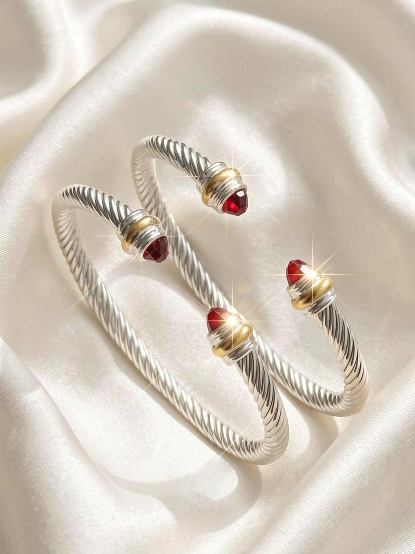 Adjustable Diamond-encrusted Wire Rope Bracelet, a Versatile Punk, Fashionable, Simple, and Luxury Jewelry #Jewelry/Stainless Steel/Fade-resistant/Hypoallergenic/Couples/Holidays/Parties/Ideal Gift