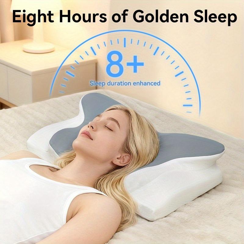 WKEFF Ergonomic butterfly-shaped memory foam pillow with slow rebound support. Perfect for back, side and supine sleepers. Hotel-quality bedding pillow with comfortable and soft fabric cover, machine washable pillowcase