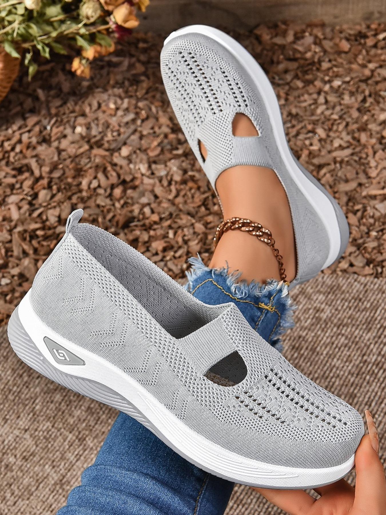 Women's casual lightweight knitted breathable sneakers, Versatile walking shoes, comfortable shoes for spring and autumn, comfortable and breathable walking shoes, suitable for daily leisure and commuting to work and school, Lightweight Comfy Shoes