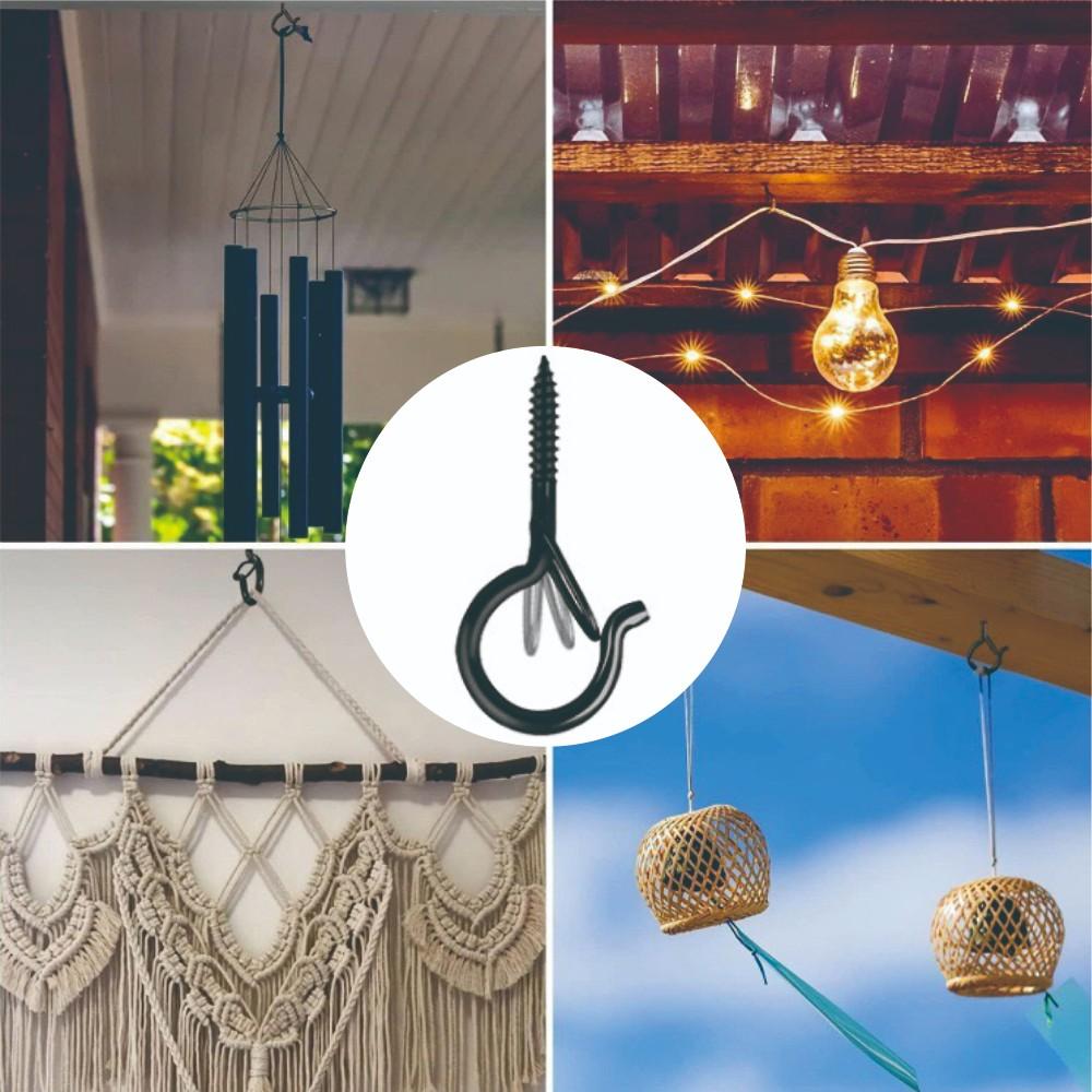 61pcs/set Outdoor windproof Heavy screw hook, easy to release Q-shaped hook, suitable for hanging Christmas lights, potted plants, ceiling hooks, including hexagonal wrench, Valentine's Day/Ramadan/Christmas decoration hook
