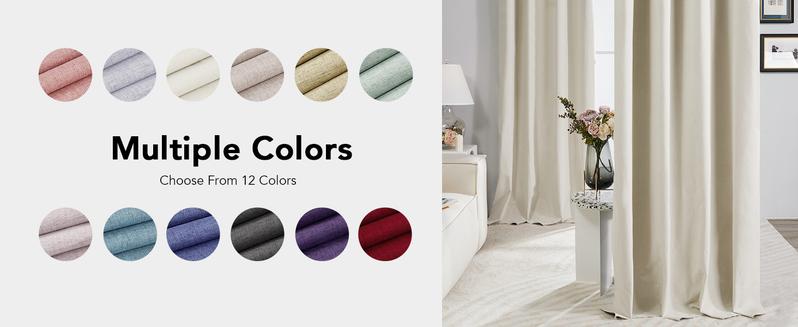 Deconovo 100% Linen Blackout Curtains (2 Panels) – Thermal Insulated, Energy Efficient, Soft Texture, Wavy Drapes for Living Room & Bedroom