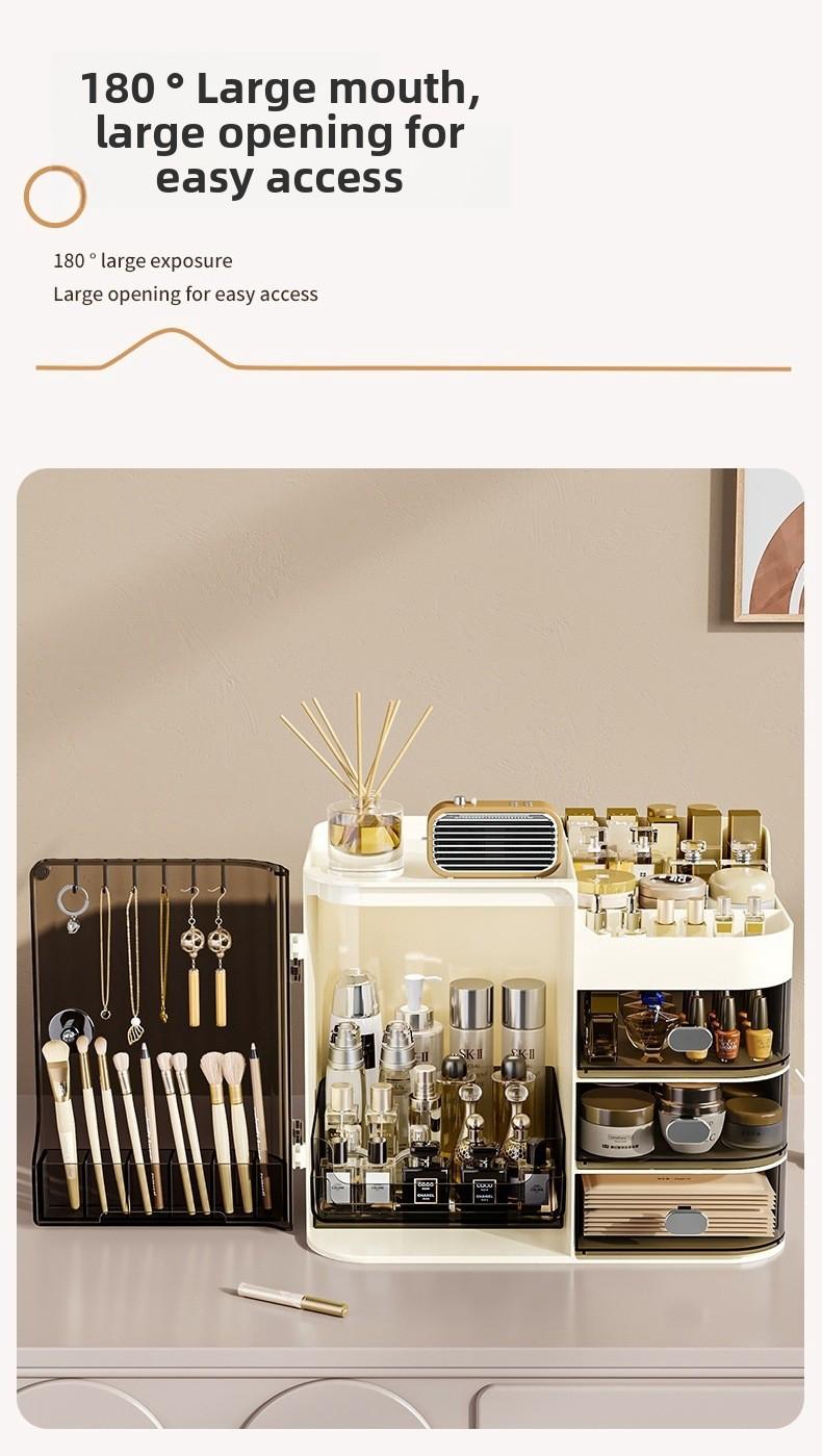 Light Luxury PP+PET Material, Cosmetic Dustproof Storage Rack, Multifunctional Transparent Lipstick and Skincare Display Rack, Large Capacity Face Mask Cosmetic Organizer Box