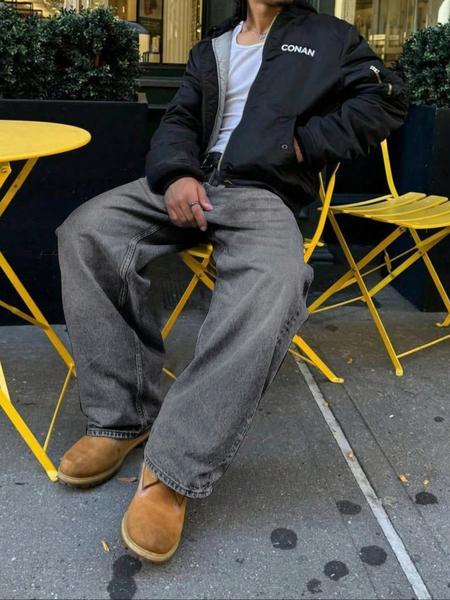 Men's Loose-Fit Denim Jeans, Fashionable Street Style Hip-Hop Washed Jean Pants, Comfortable All-Season Wear, Trendy American Design