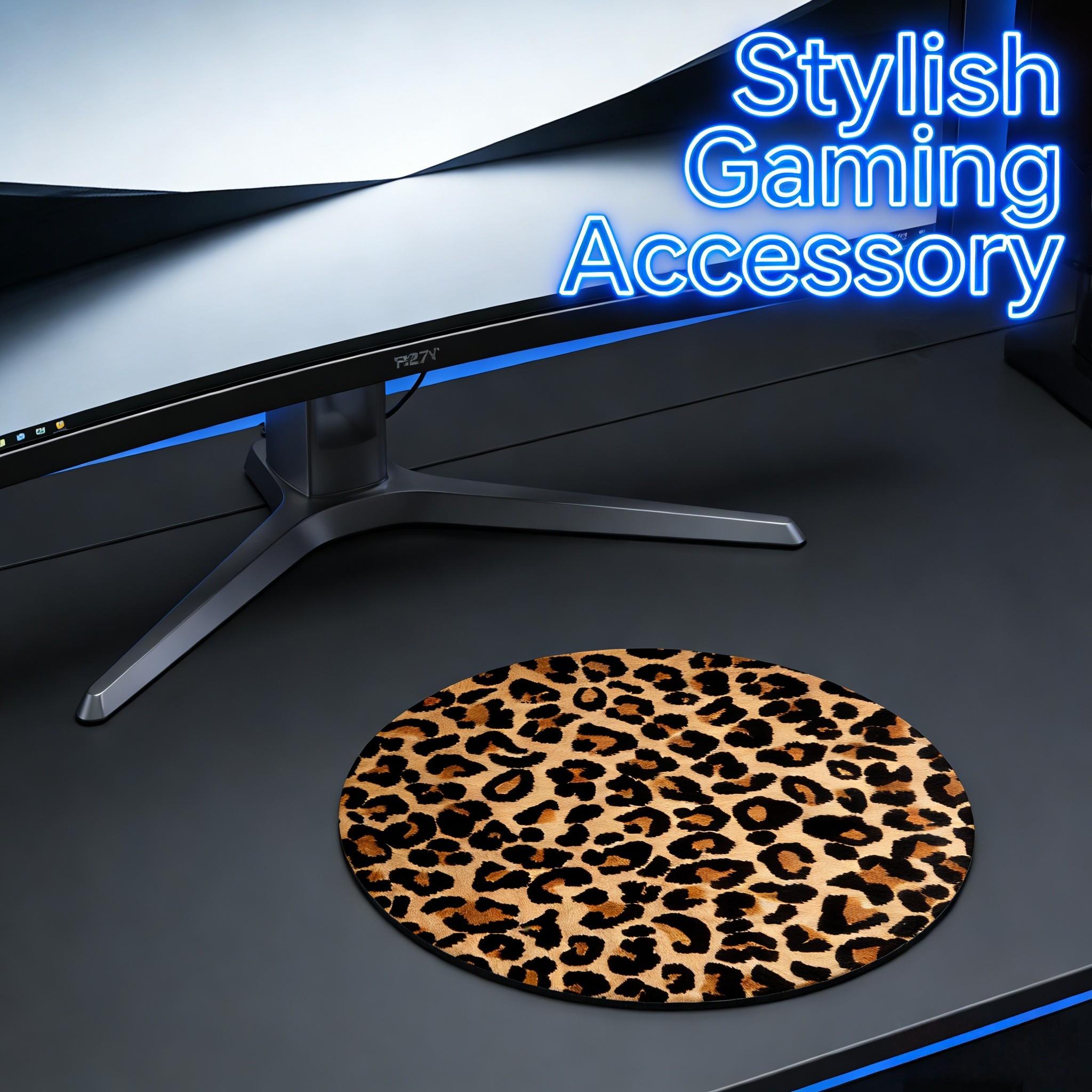 Fashion Leopard Print Round Mouse Pad, Non-Slip Rubber Base, Small Desktop Mat for PC/laptop, Gaming/mouse Pad, Gift for Women, 7.87 Inches