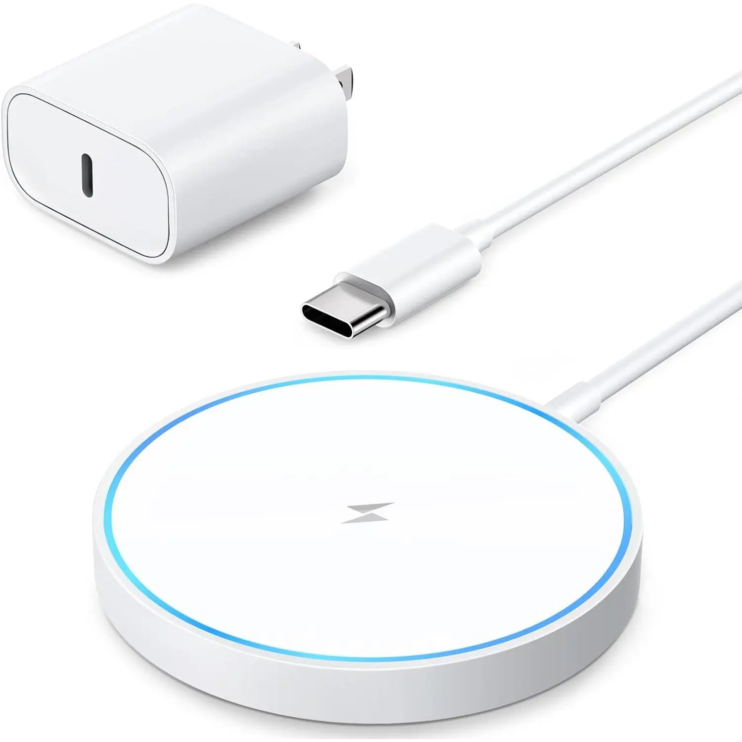 Charger Mag Safe  Pad for  17/16/15/14/13 | 20W Type-C Adapter,  LED  for  17/17 Pro Max/16/15/15 Plus/14/13/12, Lightweight for Travel Bedside Desk