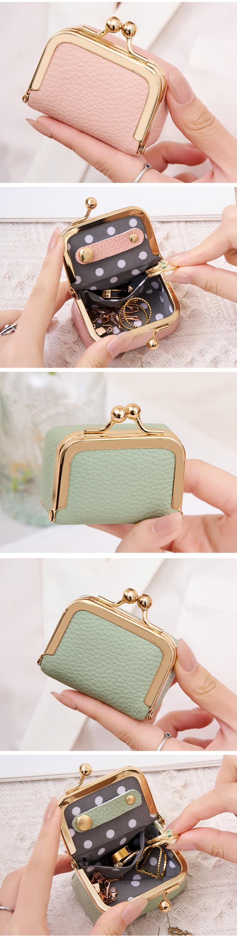 Mini Wallet with Kiss Lock Royal Bag Design, Vanity Purse, Portable Makeup Box for Jewelry and Small Items, Ideal Gift for Christmas and Valentine's Day