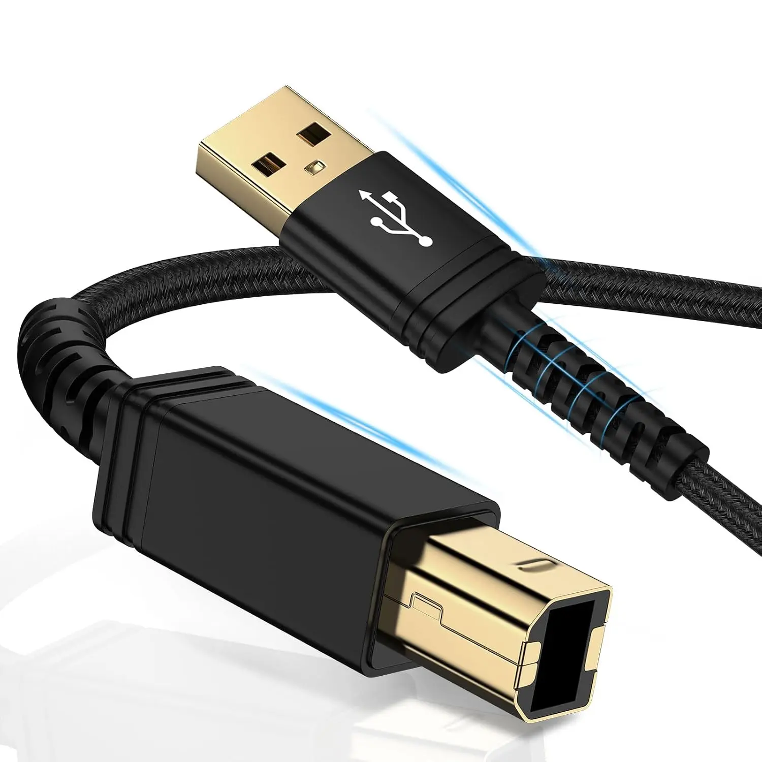 6ft High-Speed USB 2.0 A to B Nylon Braided Cable - Data Transfer Cord for Epson/Xerox Printers, Digital Piano MIDI Controllers, Laptops, 6Ft Length