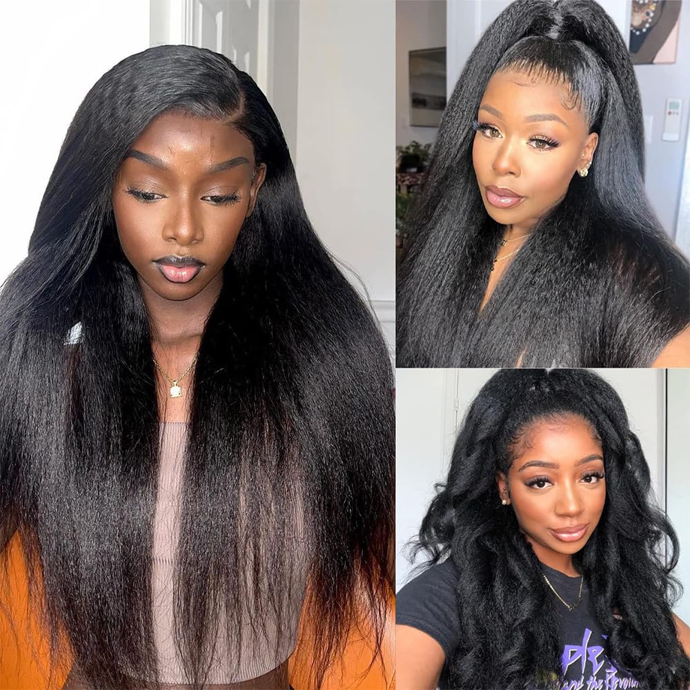13X6 Synthetic Lace Front Wig 26 inches Kinky Straight Lace 