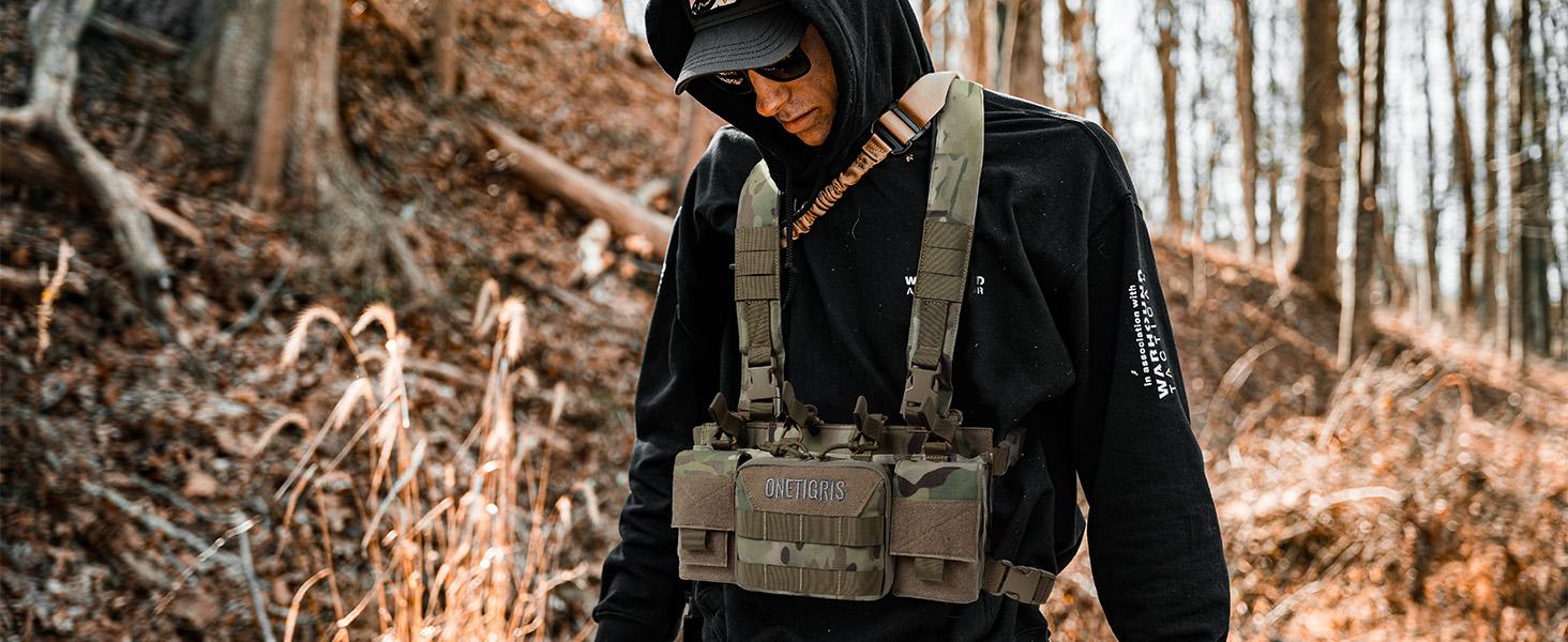 ONETIGRIS Chest Rig, MOLLE Chest Rigs Chest Rig Dangler Pouch Utility Admin Pouch IFAK Organizer