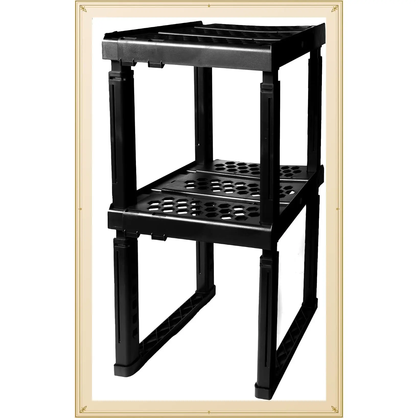 Locker Organizer Shelf, Adjustable Width and Height, Ideal for School, Office, and Gym Lockers, Black, 2 PackGift