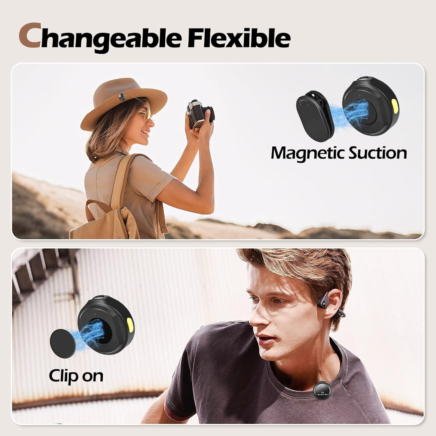 Wireless Microphone with Charging Case, Noise Reduction Lavalier Mic for YouTube TikTok Vlog Interviews, Rechargeable Microphone for iOS Android PC, Wireless Lavalier Mics