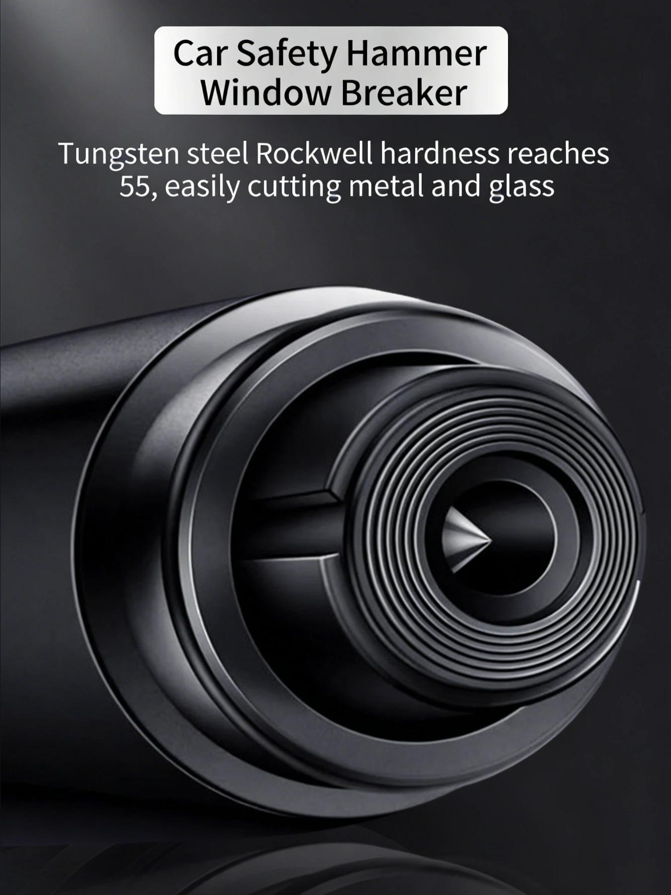 2-In-1 Aluminum Car Safety Rescue Hammer, Automatic Seatbelt Cutter Window Breaker, Emergency Rescue Tool, Essential Automotive Gear