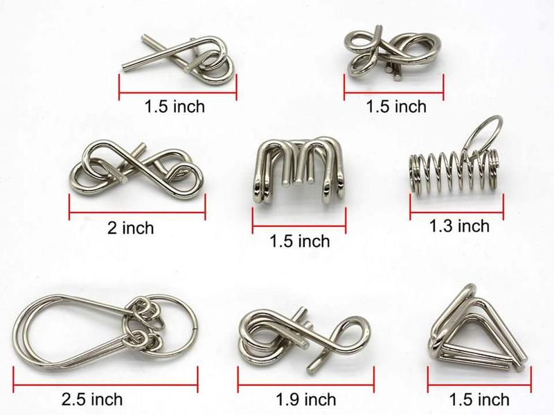 24pcs Metal Montessori Puzzle Solving Metal Wire Puzzle Pieces Solution Set 5.9''×7.08" Brain Teaser Wire Puzzle Chain Logic Educational Game Challenges Stress Relief Toys Thanksgiving Holiday Gift Ideas For Kids Men's Valentine Gifts