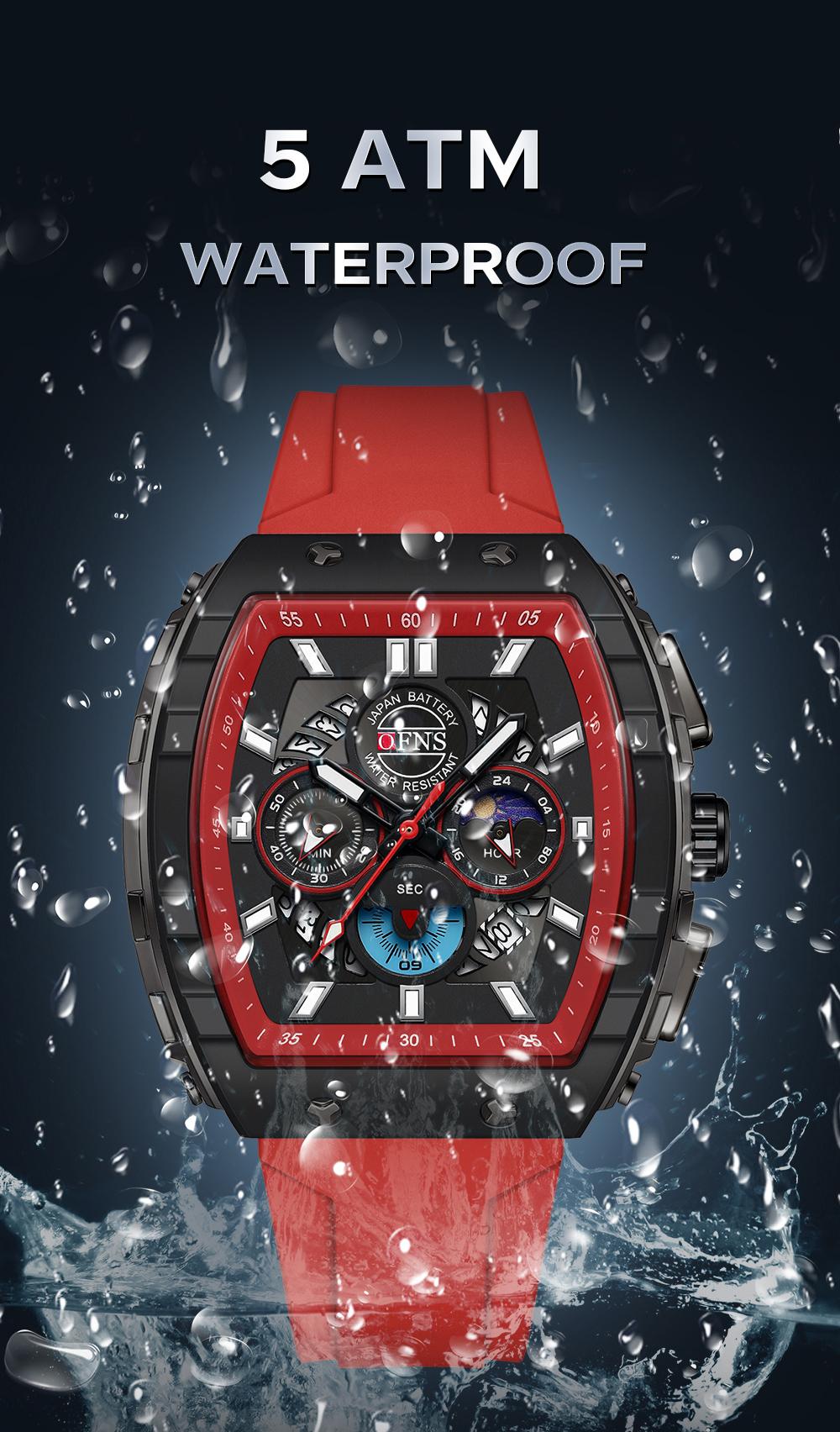 OFNS Quartz Watches for Men Luminous Analog Watch Waterproof Chronograph Calendar Silicone Strap Outdoor Sports Watch, Multifunctional Watch, for Party, Daily Decor & Gift with Box detail 4