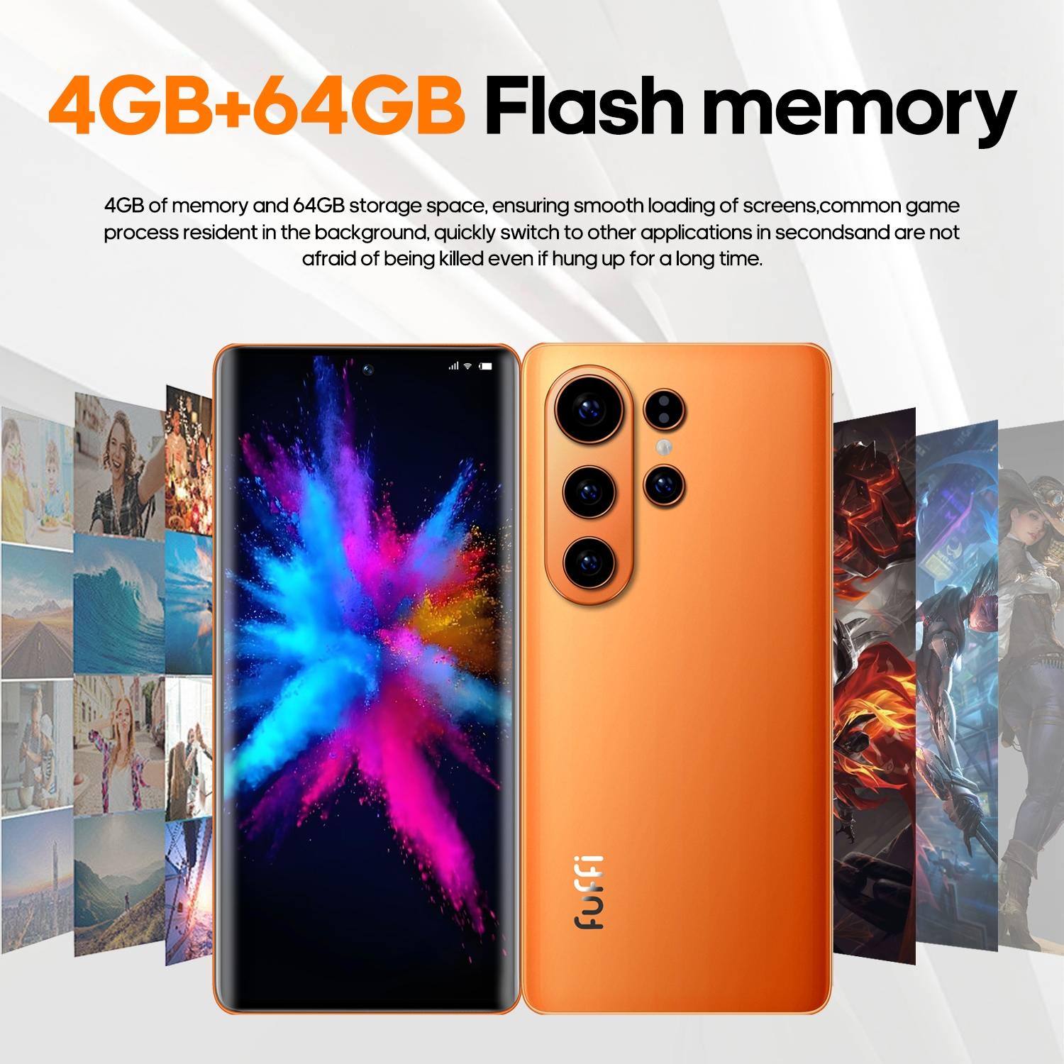 FUFFi 6.67-inch curved screen, 4G network smartphone, 4GB RAM+64GB ROM, 5MP+13MP high-definition camera, eight core processor, Android 12.0 stylish phone, 5000mAh battery, dual card dual standby, GPS
