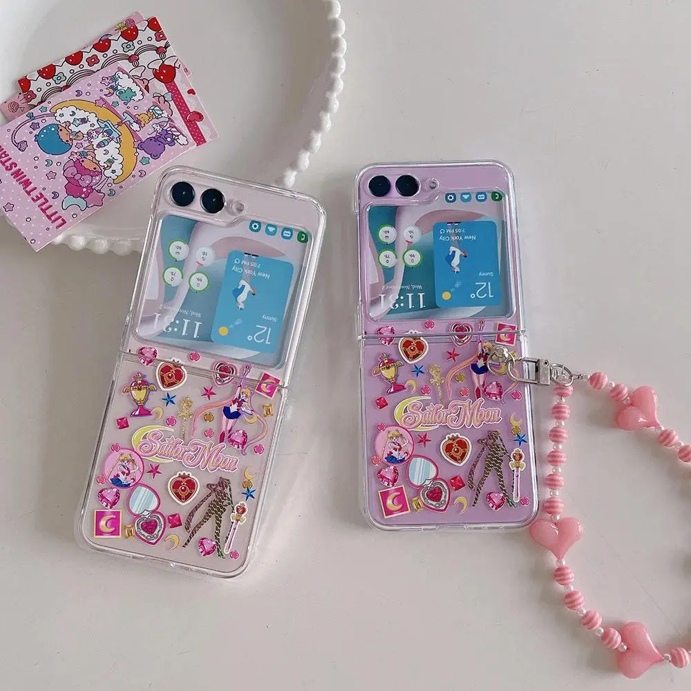 Cute Cartoon Japan Anime Sailor Moon Phone Case For Samsung Galaxy Z Flip 7 Hard PC Back Cover For Z Flip 6 5 4 3 Case