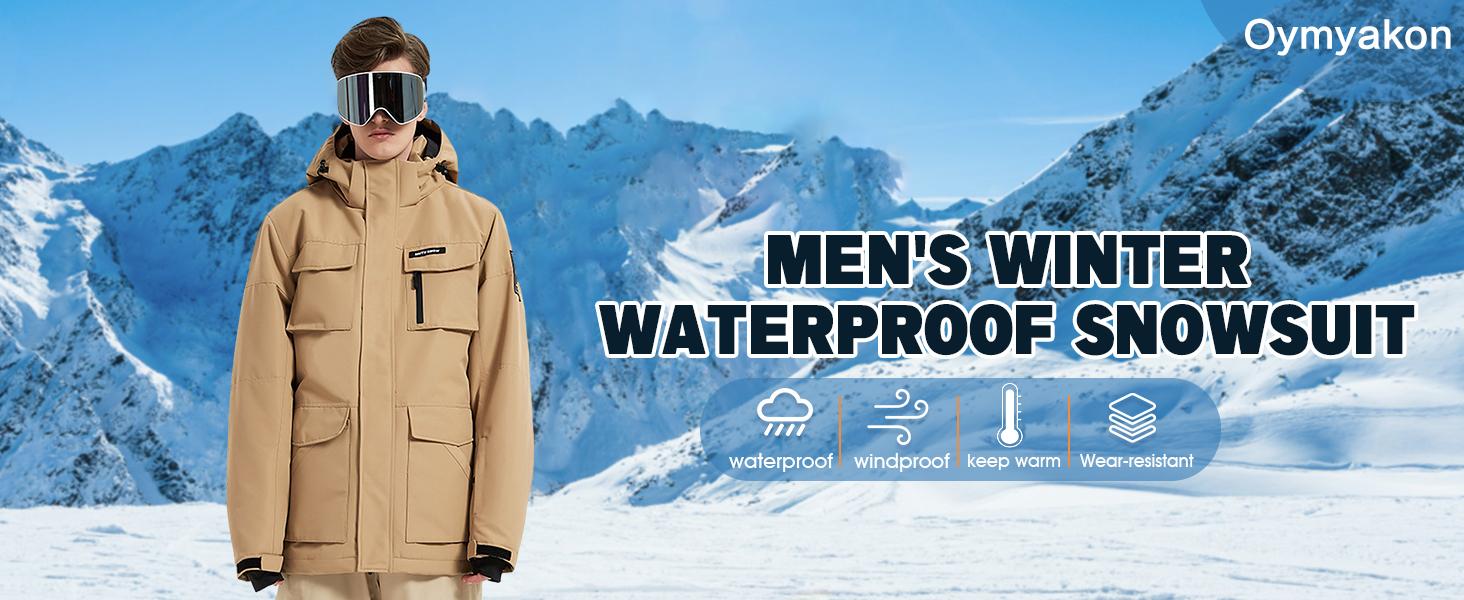 YEEFINE Men's Ski Jacket and Pants Set Waterproof Snowsuit Windproof Snow Suit Winter Outdoor Ski Suit