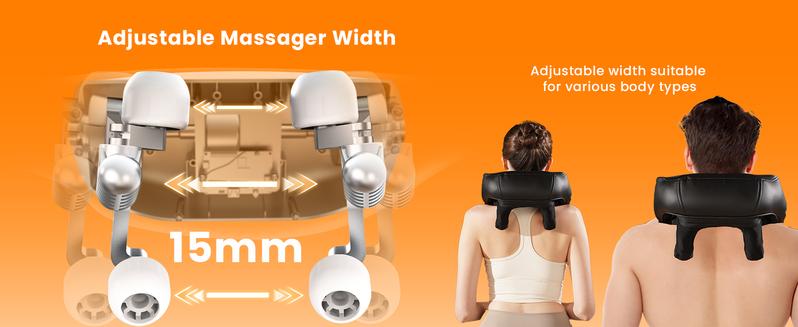Neck Massager with Heat – Cordless 6D Shoulder Massager with Adjustable Width, 6 Nodes, Fits Broader Bodies, for Neck, Back, Traps – Gift for Men & Women – MASGRE