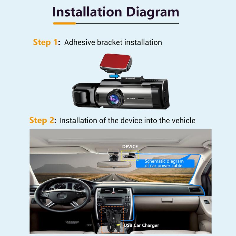 HD 1080P Car Dash Camera with 3.16 Inch IPS Screen, Front & Interior Dual-Lens Traffic recorder with Night Vision, Car Dashboard Wide Angle Driving Recorder, G Sensor, Loop Recording for Universal Car Camera, Car Dashcam