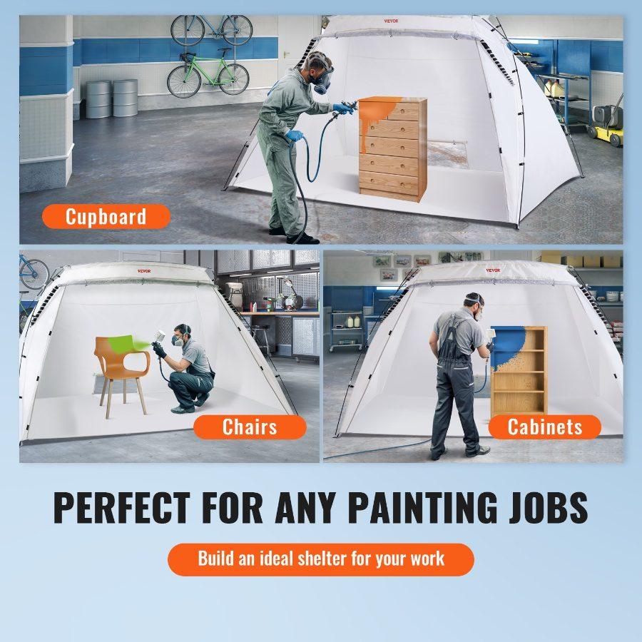 VEVOR Portable Paint Booth, Larger Spray Paint Tent with Built-in Floor Mesh Screen, Painting Tent Station for Furniture DIY Hobby Tool, 10x7x6ft Spray Paint Shelter