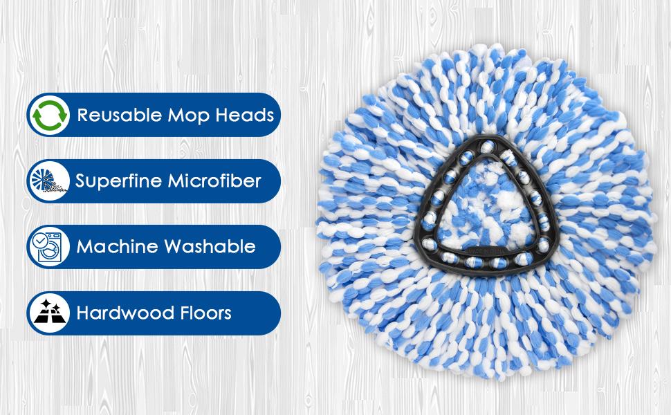 4 Packs Spin Mop Head Replacement for O Ceda Spinning EasyWring RinseClean Mop, Mop Replace Head for 2 Tank System Bucket, Microfiber, Blue 4 Packs Spin Mop Head Replacement for O Ceda Spinning EasyWring RinseClean Mop, Mop Replace Head for 2 Tank System Bucket, Microfiber, Blue