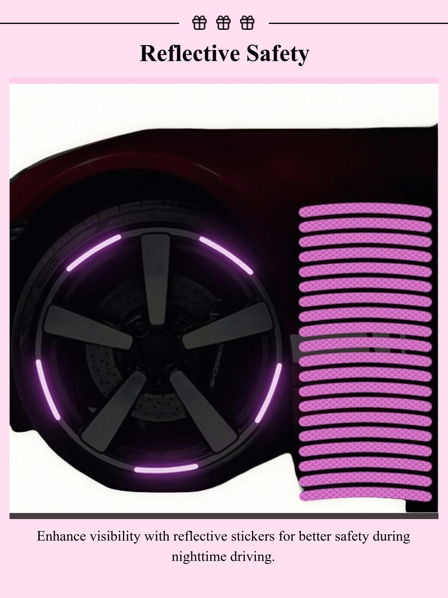 Car Wheel Reflective Stickers, Tire Warning Stickers, 3D Racing Hubcap Stickers, Anti-Collision Tape, Creative Motorcycle Decals, 20 Pieces