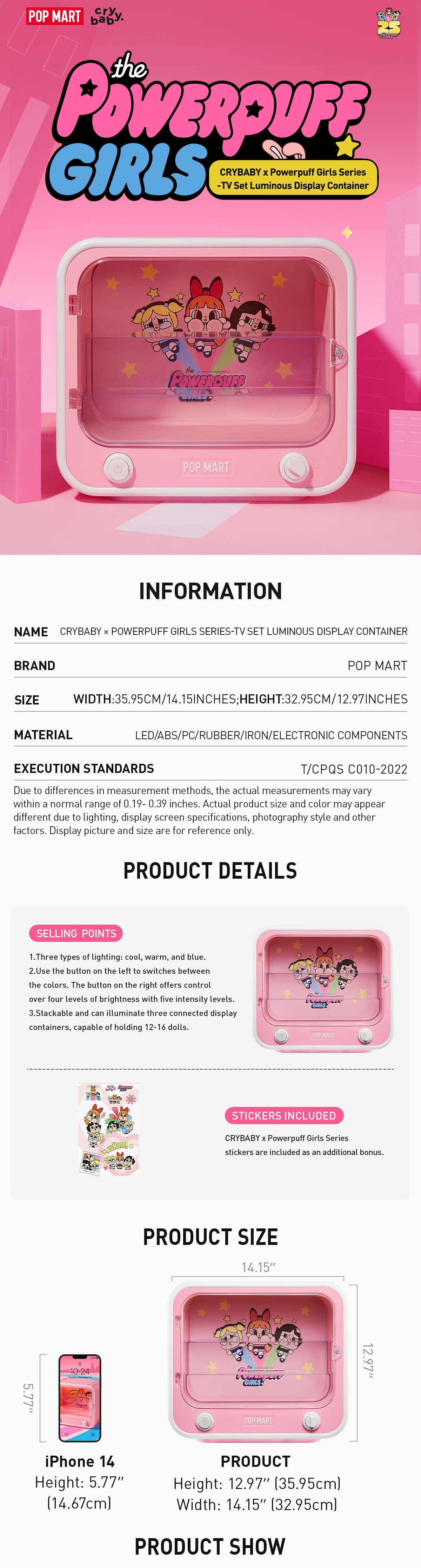CRYBABY × Powerpuff Girls Series-TV Set Luminous Display Container fs,summerwins