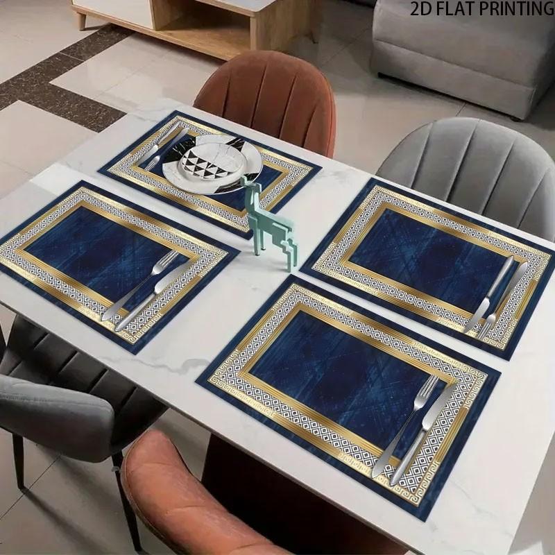 2D flat printing, 2-piece/4-piece/6-piece/8-piece geometric pattern series decorative placemats, placemats - suitable for dining tables and coffee tables, brand new high-quality placemats, heat-resistant mats