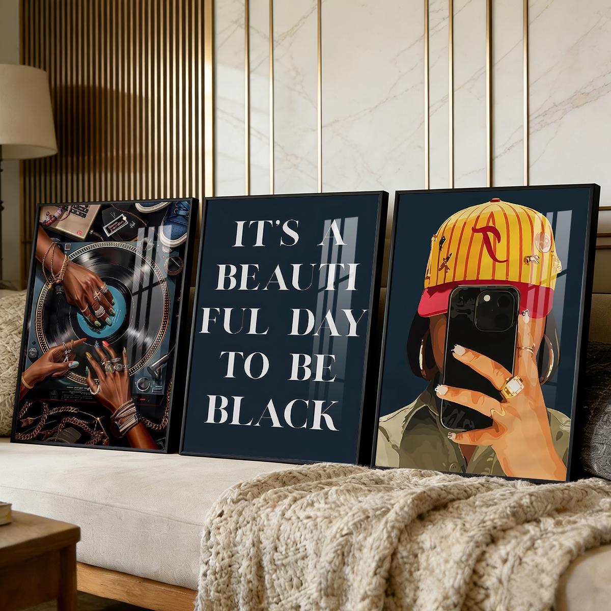 3 Counts Aluminum Alloy Framed Painting, Retro Vinyl Record And Modern Portrait Art Pictures, Home Decoration For Living Room, Bedroom, Office, Restaurant, Hallway Wall Decor, Odorless Print Artwork, Luxury Perfect Gift For Friends And Family