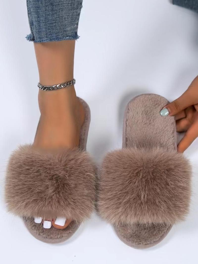 Matching Faux Fur Plush Indoor Slippers for Women, 2025 New Trendy Casual Soft Fluffy Comfort Bedroom Slippers, Female Going Out Fuzzy Walking Shoes for Daily Use, Cozy Corner Home, Footwear, Elegant Slippers, House Slippers, Ladies Fur Exterior Slippers